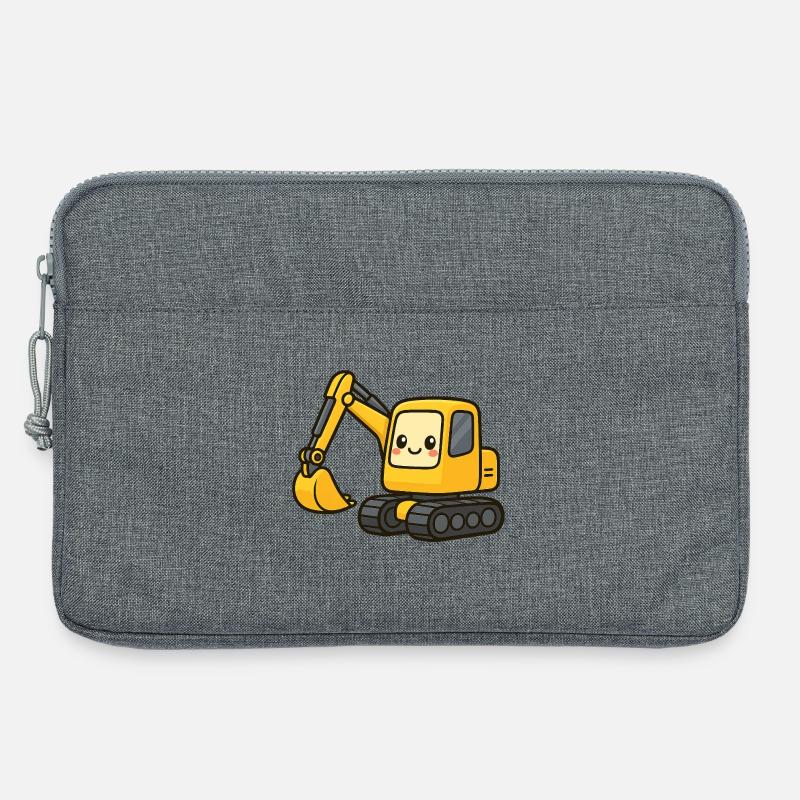 Niedlicher Bagger mit Kulleraugen - Laptoptasche 13" - Grau meliert
