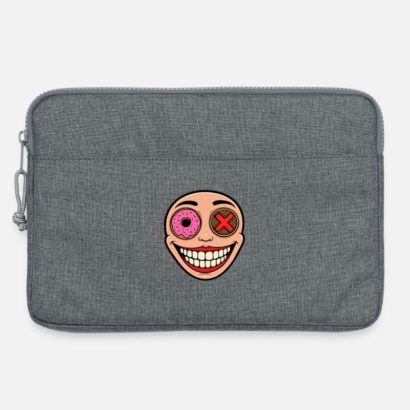 Lächelndes Maskottchen mit Donut und Kake - Laptoptasche 13" - Grau meliert