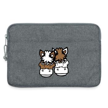 2 Chevaux Homme Femme Amoureux Amis Amour Équipe - Sacoche pour ordinateur portable 13 pouces - gris chiné - Devant