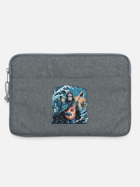Mystische Ozeanwelle mit geisterhaftem Musiker - Laptoptasche 13" - Grau meliert