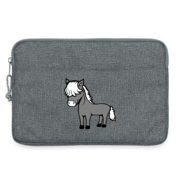 Horse Bob Hair Hairstyle Pony Foal Cute Comic - Laptop bag 13" - heather grey - Front