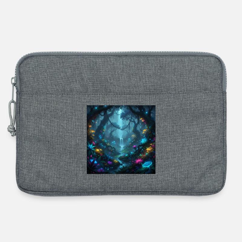 Leuchtender Zauberwald im Dunkeln - Laptoptasche 13" - Grau meliert