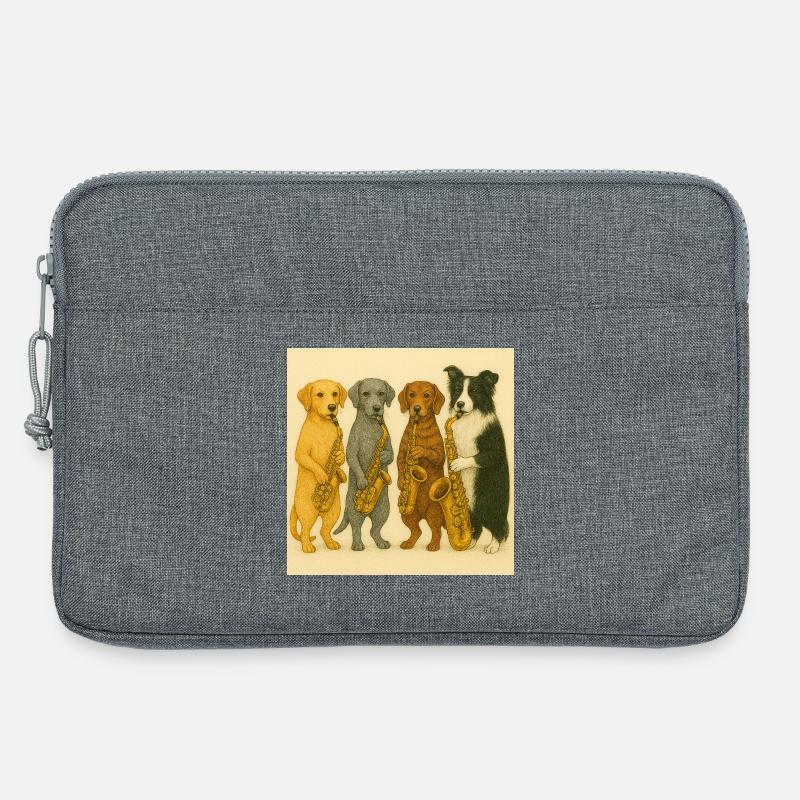 Hunde mit Saxofonen Illustration - Laptoptasche 13" - Grau meliert
