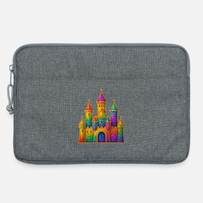 Regenbogen-Glitzer-Schloss-Design - Laptoptasche 13" - Grau meliert