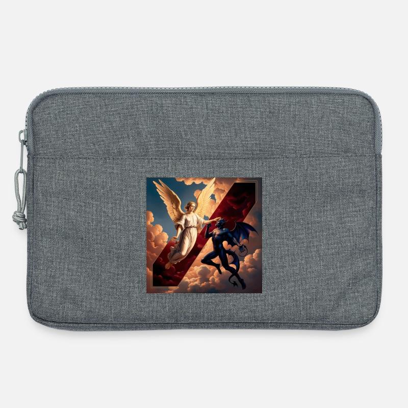 Engel und Dämon im himmlischen Konflikt - Laptoptasche 13" - Grau meliert
