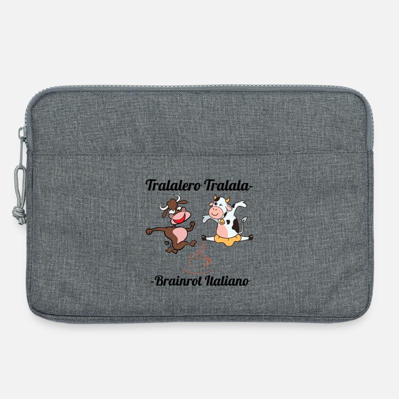 Fröhliche Kühe und Stier auf Kaffeehintergrund - Laptoptasche 13" - Grau meliert