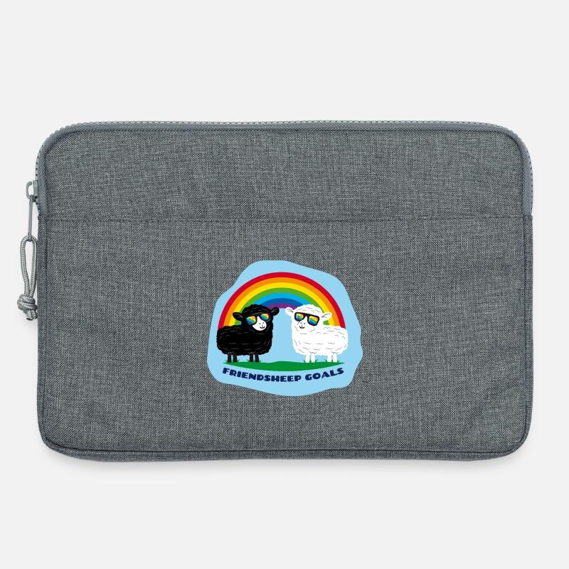 Freundschafts-Schafe mit Regenbogen - Laptoptasche 13" - Grau meliert