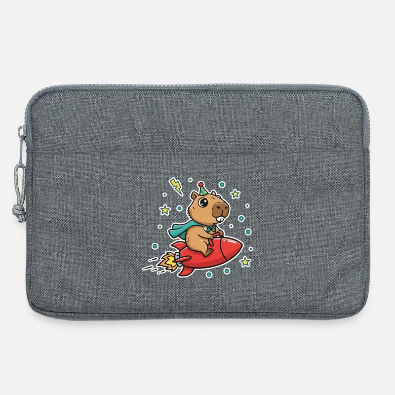 Capybara in Kinderrakete - Laptoptasche 13" - Grau meliert