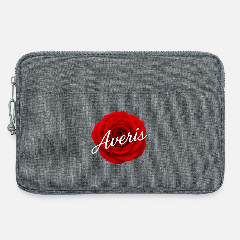 Rote Rose mit Avenir-Textdesign - Laptoptasche 13" - Grau meliert