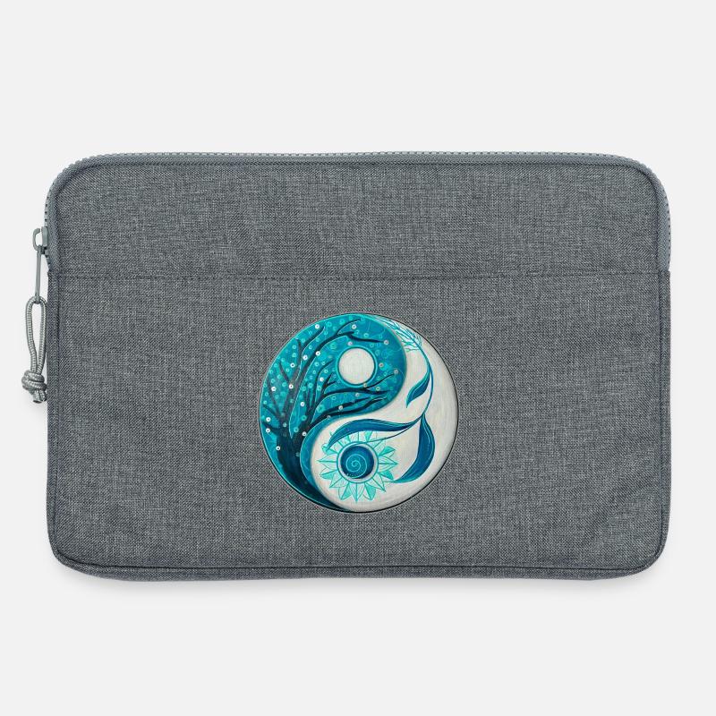 Yin Yang mit Baum und Spirale - Laptoptasche 13" - Grau meliert