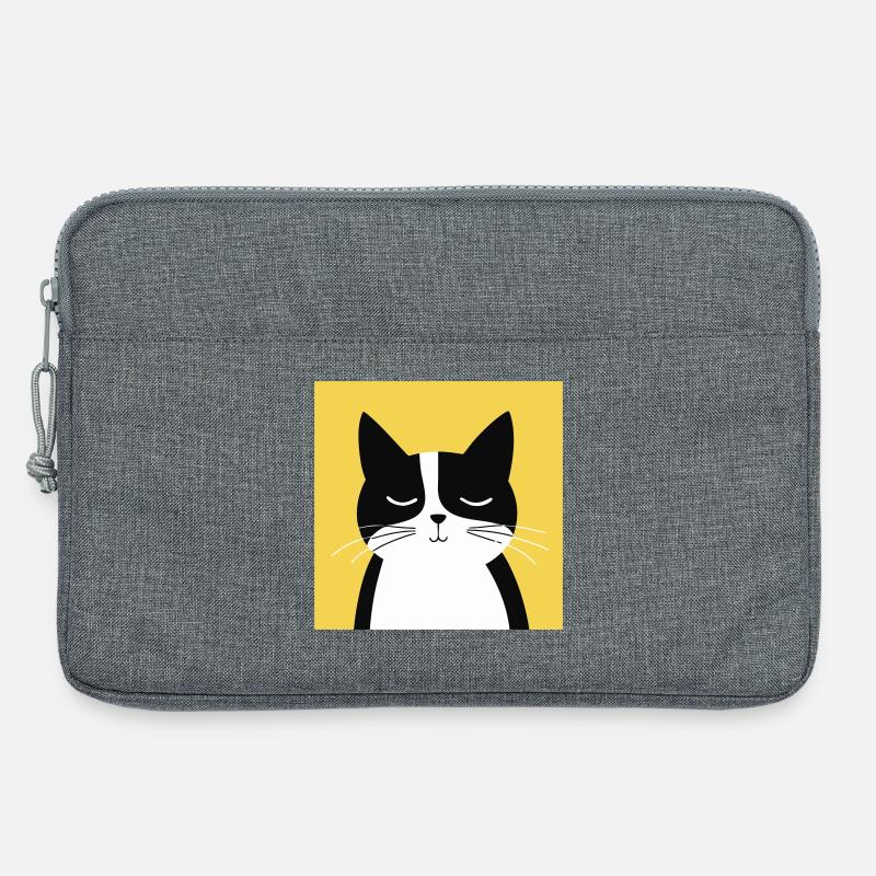 Minimalist Black and White Cat - Laptop bag 13" - heather grey