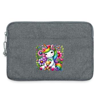 Rainbow Unicorn Floral Dream - Laptop bag 13" - heather grey - Front