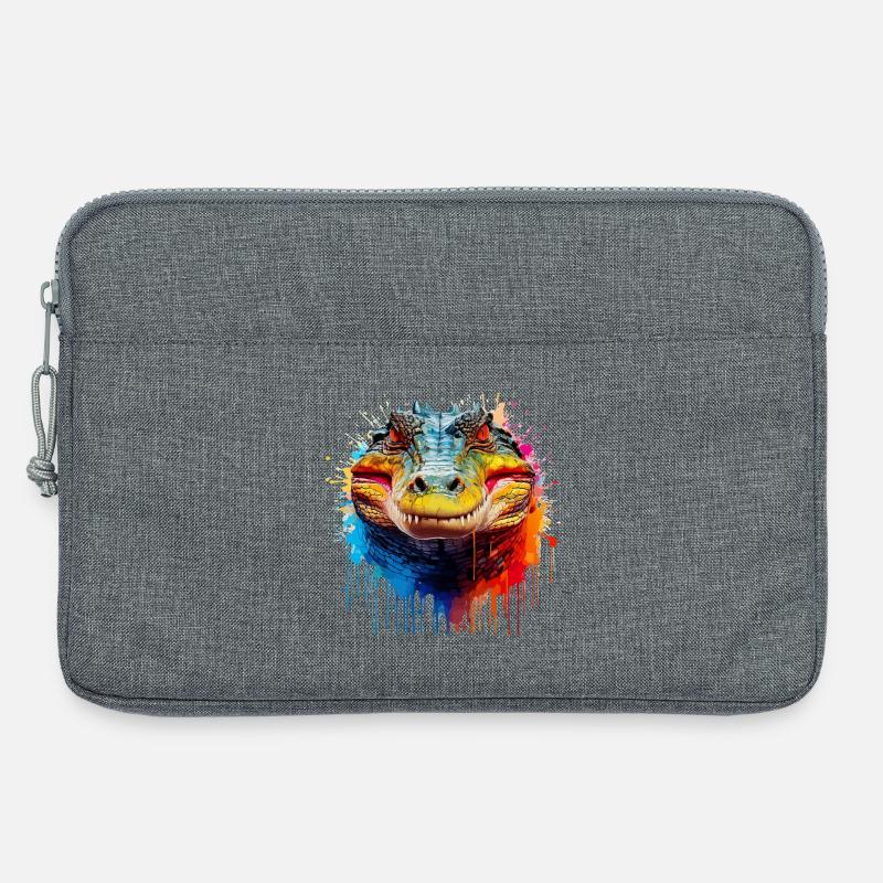 Bunter Krokodil Kopf Splash - Laptoptasche 13" - Grau meliert