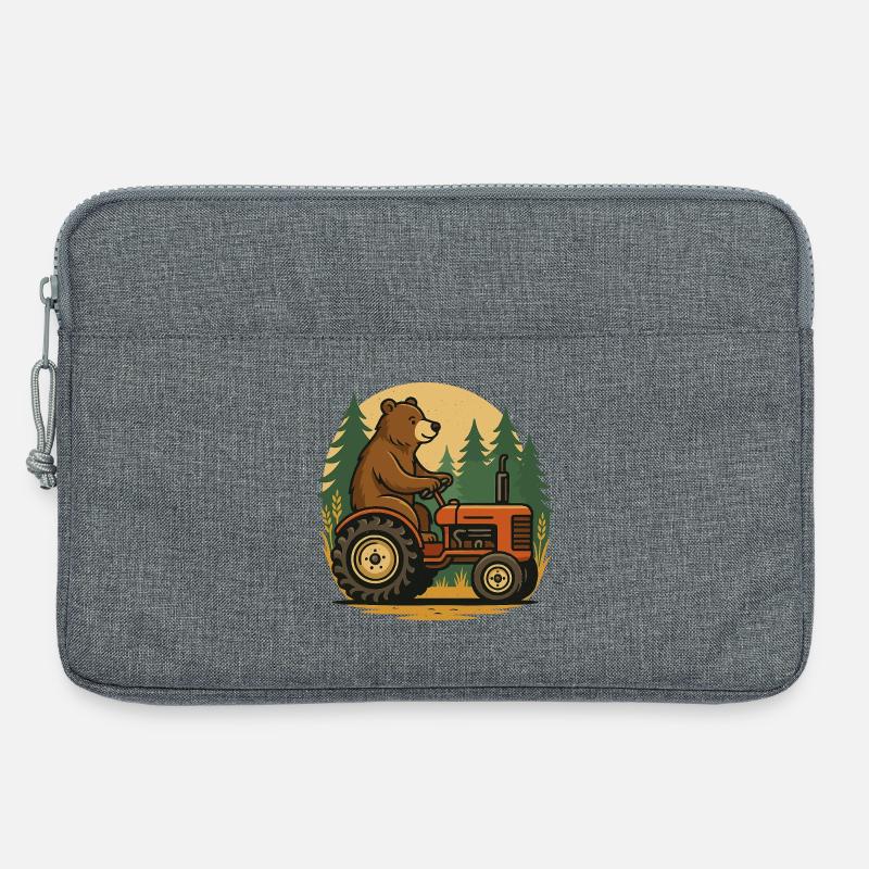 Bärenfarmer im Traktor - Laptoptasche 13" - Grau meliert