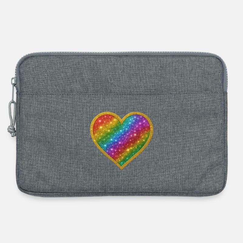 Regenbogenherz mit Goldrand - Laptoptasche 13" - Grau meliert