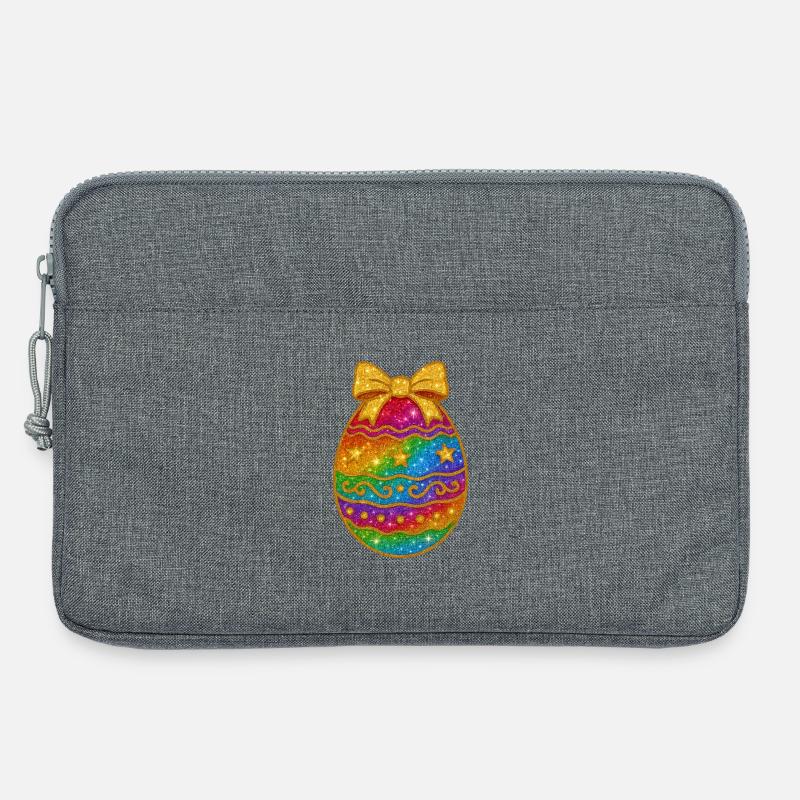 Regenbogen Glitzer-Ei mit Schleife - Laptoptasche 13" - Grau meliert