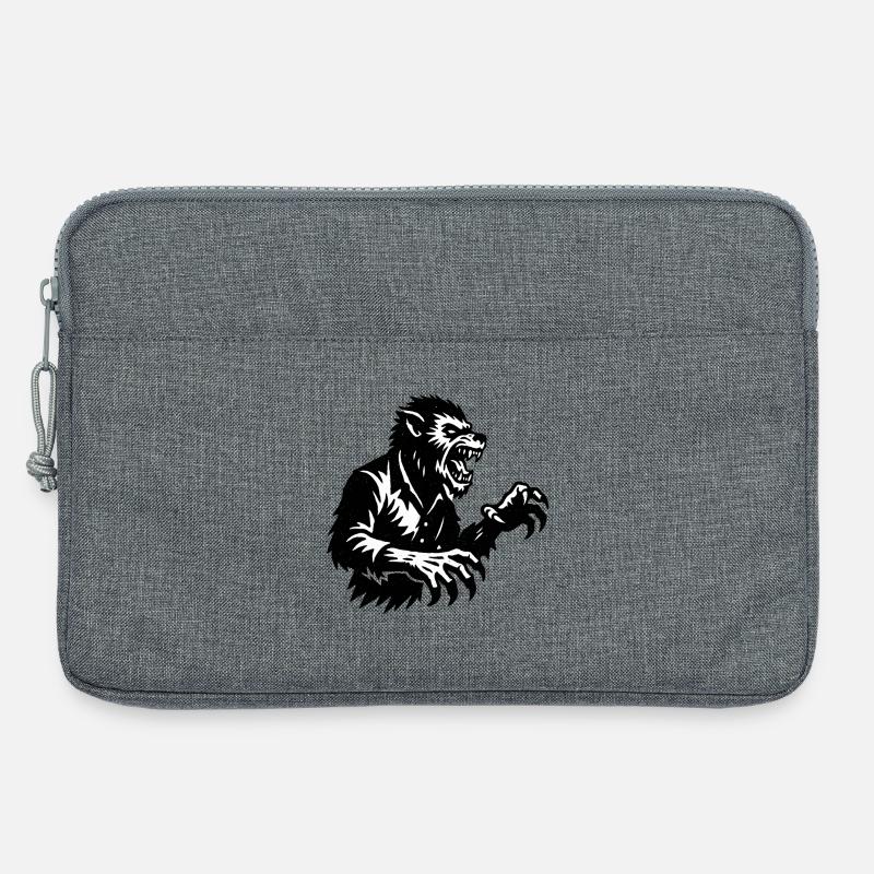 Werwolf Silhouette Schwarzweiß - Laptoptasche 13" - Grau meliert