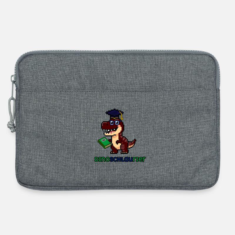 DinoSCHLAUrier - Pixel Art Dinosaurier mit Buch 🦖 - Laptoptasche 13" - Grau meliert
