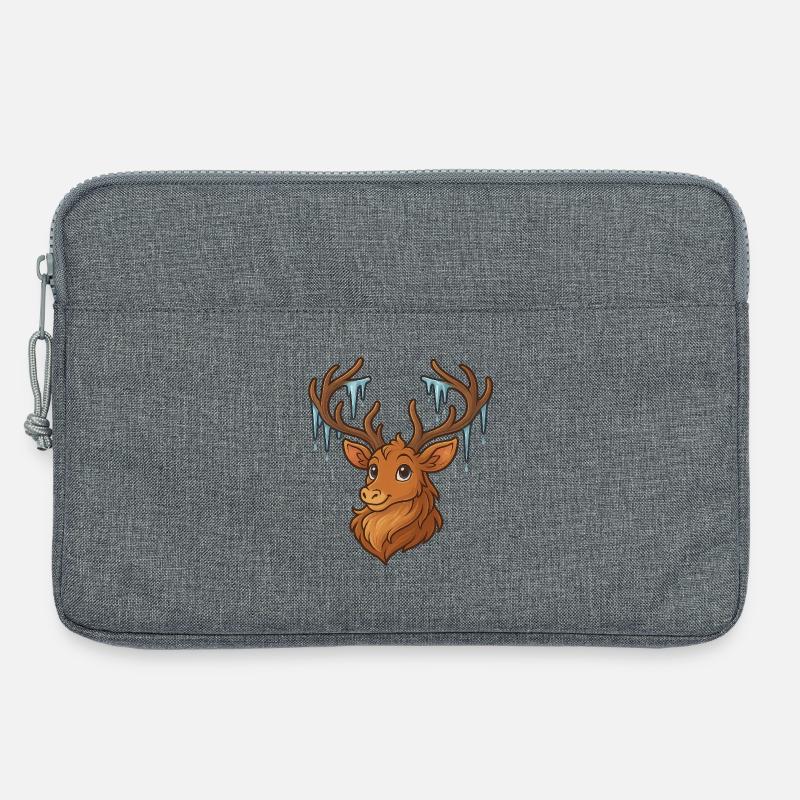 Winterhirsch mit Eiszapfen - Laptoptasche 13" - Grau meliert