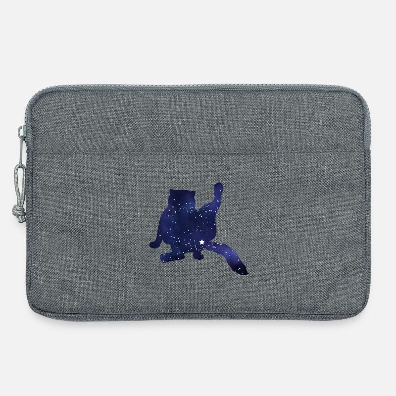 Katze Silhouette Lustig Sternenhimmel - Laptoptasche 13" - Grau meliert