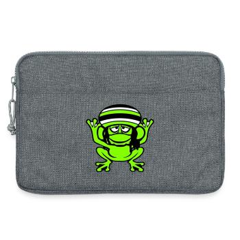 grenouille Reggae musique Rasta cheveux chapeau Jamaïque Fun - Sacoche pour ordinateur portable 13 pouces - gris chiné - Devant