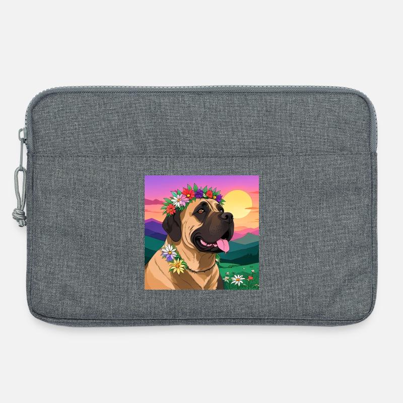 Mastiff mit Blumenkranz - Laptoptasche 13" - Grau meliert