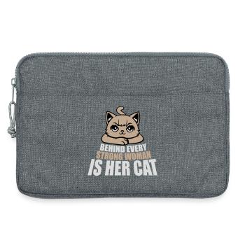 Derrière chaque femme forte se trouve son chat Spruch Katze - Sacoche pour ordinateur portable 13 pouces - gris chiné - Devant