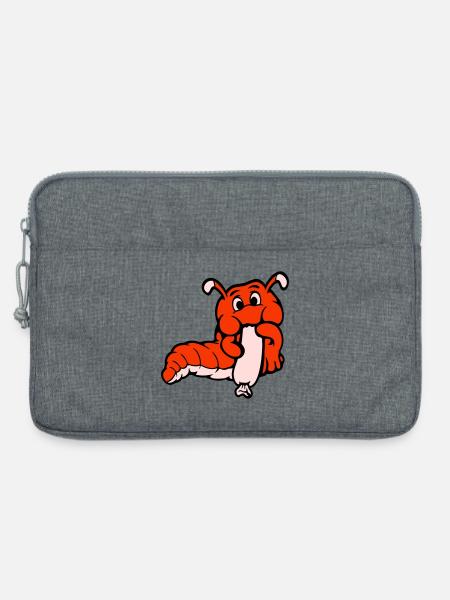 Raupe Wurm Glücklich Isst Wurst Würstchen Hot Dog - Laptoptasche 13" - Grau meliert