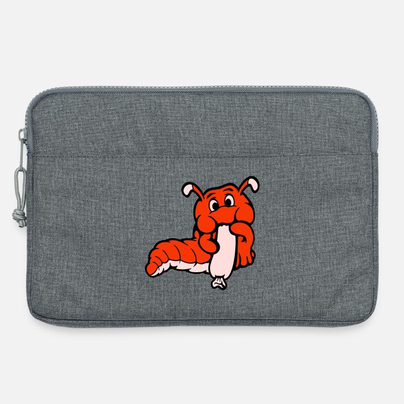 Raupe Wurm Glücklich Isst Wurst Würstchen Hot Dog - Laptoptasche 13" - Grau meliert