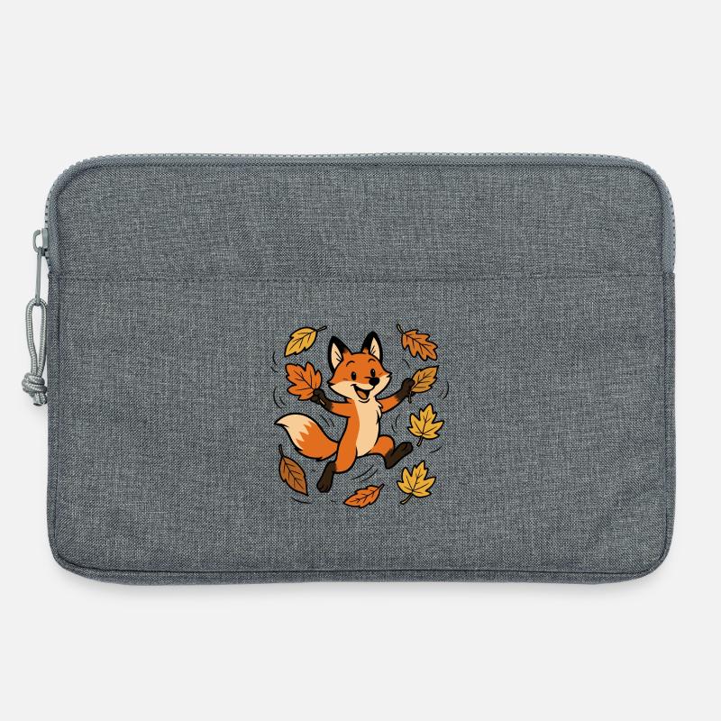 Fuchs Herbst Wald Laub Blätter Wind Freude Spiel - Laptoptasche 13" - Grau meliert