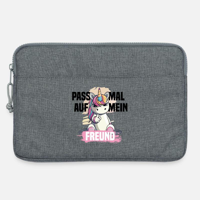 Freches Einhorn – Pass auf mein Freund! - Laptoptasche 13" - Grau meliert
