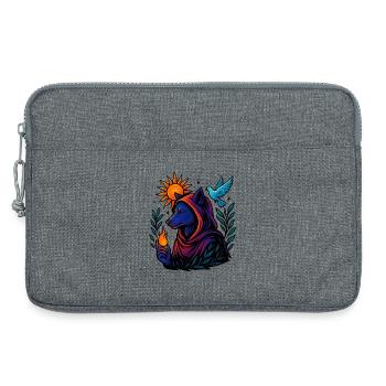 Flamme des Geistes – Kosmische Wolfskunst - Laptoptasche 13" - Grau meliert - Vorne