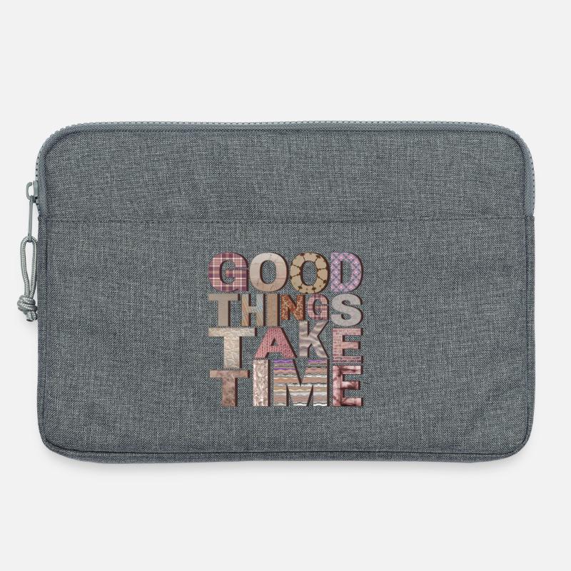 Good Things Take Time – Typo Design - Laptoptasche 13" - Grau meliert