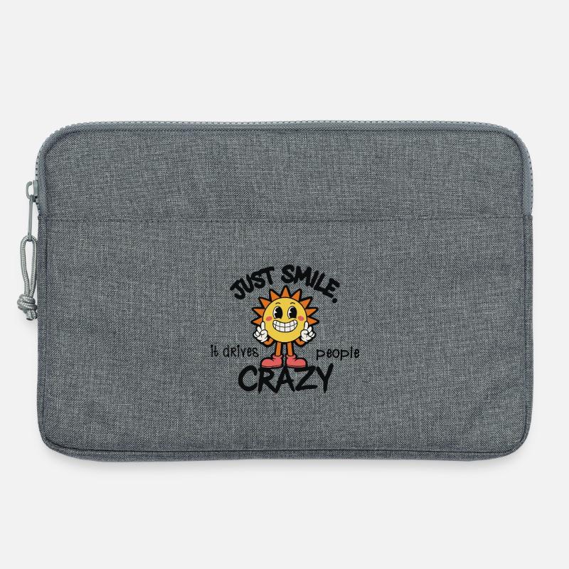 Just Smile It Drives People Crazy – Motivation - Laptoptasche 13" - Grau meliert