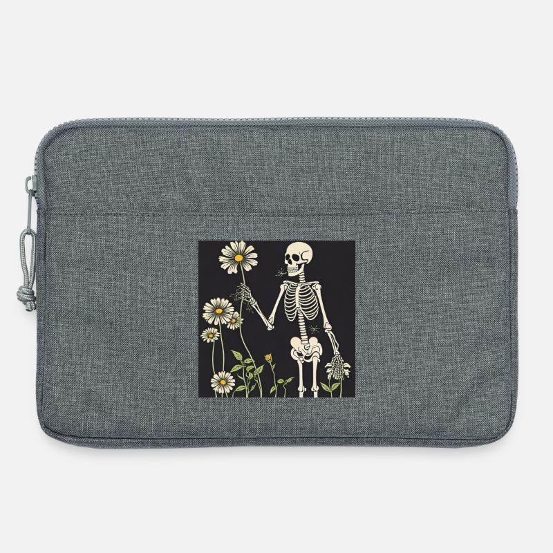 Skelett und Gänseblümchen-Strauß - Laptoptasche 13" - Grau meliert