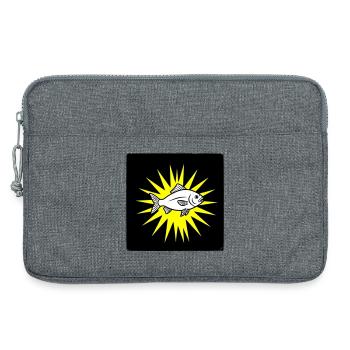 Cooler Fisch im Punk Rock & Pop Art Stil - Laptoptasche 13" - Grau meliert - Vorne