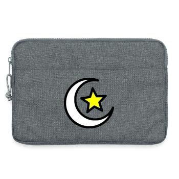Crescent Moon & Star | Islamic Symbol Line Art - Laptop bag 13" - heather grey - Front