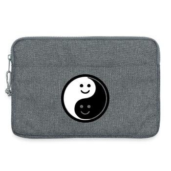 Yin Yang avec Smileys | Symbole de solde positif - Sacoche pour ordinateur portable 13 pouces - gris chiné - Devant