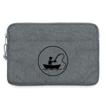 Angeln & Fischen | Petri Heil Hobby Logo - Laptoptasche 13" - Grau meliert - Vorne