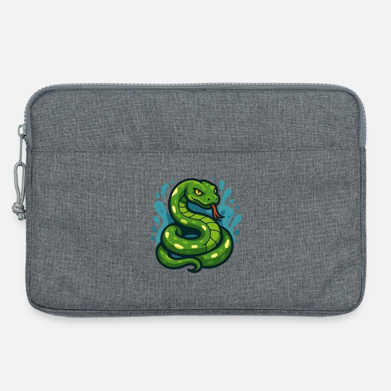 Green Tree Python Snake in Wave - Laptop bag 13" - heather grey