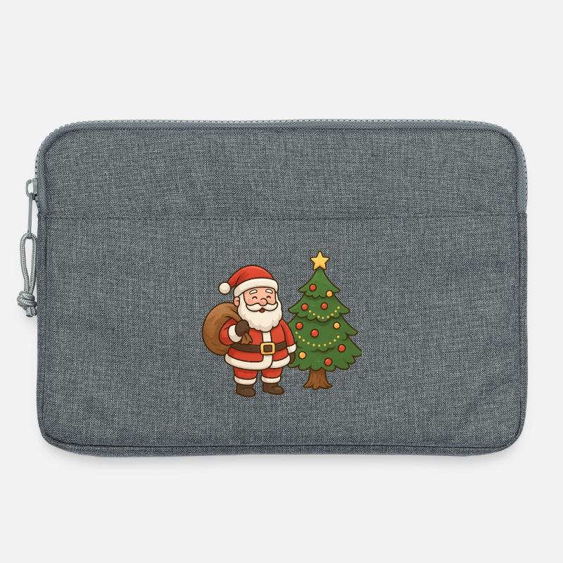 Weihnachtsmann mit Tannenbaum Illustration - Laptoptasche 13" - Grau meliert
