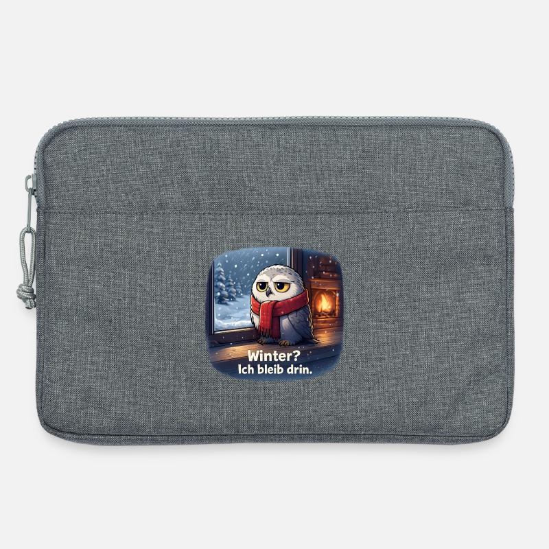 Winter Eule: Ich bleib drin - Laptoptasche 13" - Grau meliert