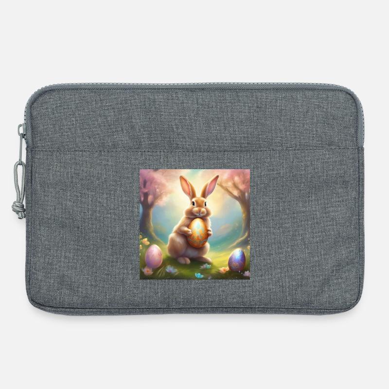 Spring bunny with gold Easter egg - Laptop bag 13" - heather grey