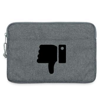 Ne j’aime pas la main, symbole du détracteur, pouce en bas - Sacoche pour ordinateur portable 13 pouces - gris chiné - Devant