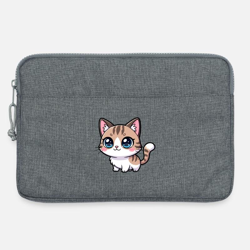 Kawaii Tabby-Kätzchen Großäugig - Laptoptasche 13" - Grau meliert