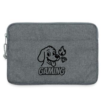 Gaming Schrif mit lustigem Hundemotiv und Icons - Laptoptasche 13" - Grau meliert - Vorne