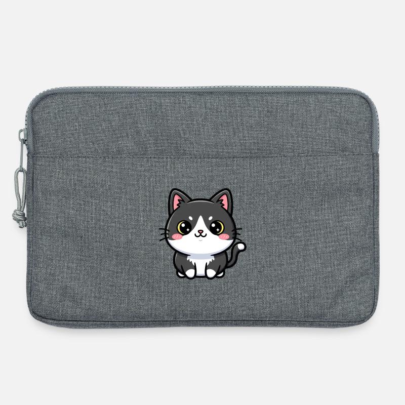 Chibi-Katzen-Anhänger - Laptoptasche 13" - Grau meliert