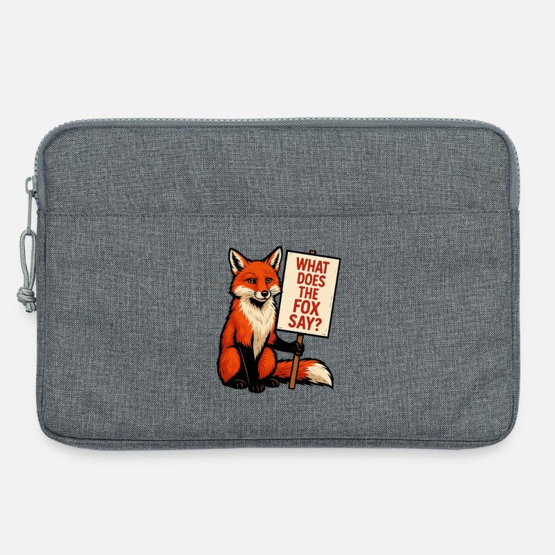 Fuchs mit Schild – Was sagt der Fuchs - Laptoptasche 13" - Grau meliert