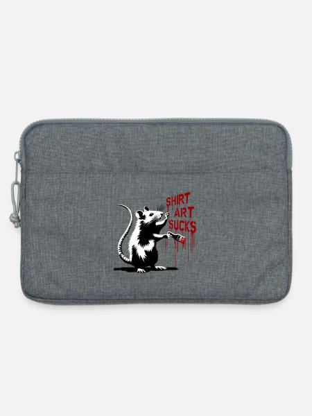 Graffiti Ratte mit Pinsel "Shirt Art Sucks" - Laptoptasche 13" - Grau meliert