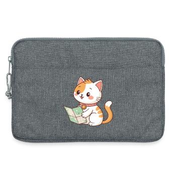 Chat explorateur et carte - Sacoche pour ordinateur portable 13 pouces - gris chiné - Devant